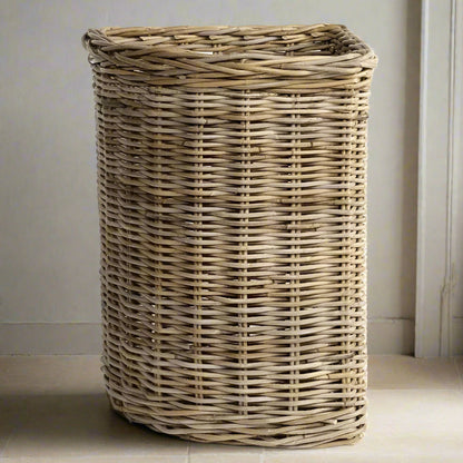 Transform your laundry routine with our expertly handcrafted rattan laundry basket, combining strength and style. Its corner design and lid with handle make it both functional and charmingly rustic, perfect for saving space and adding a touch of elegance to your home.