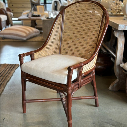 The Anggun Rattan Armchair is the ultimate in natural comfort and style. The rattan material gives the chair a beautifully tactile and natural quality. Style with a scatter cushion or throw for extra comfort.