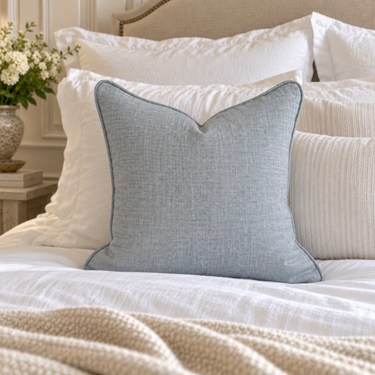 Odette Pale Blue Toile Cushion 50cm x 50cm