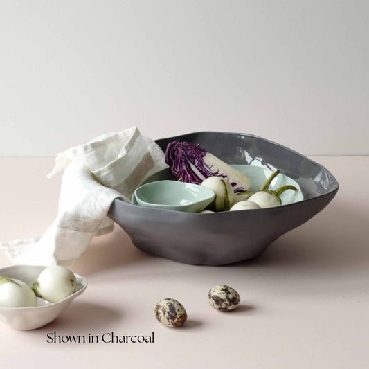 Amai Ceramic Serving Bowl - Light Grey