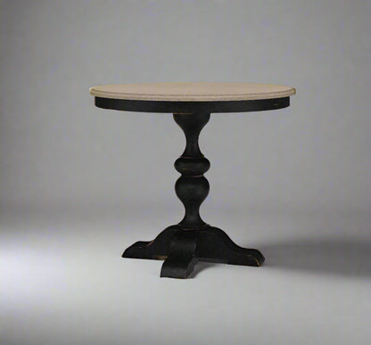 Sydney Distressed Oak & Black Timber Round Table -  Pre Order | Custom Colour & Finish Options Available