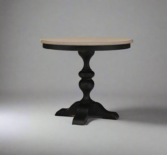 Sydney Distressed Oak & Black Timber Round Table -  Pre Order | Custom Colour & Finish Options Available