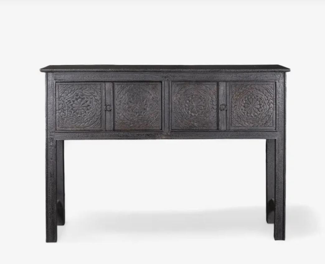 Theron Hand Carved Black Wooden Console - Arriving July