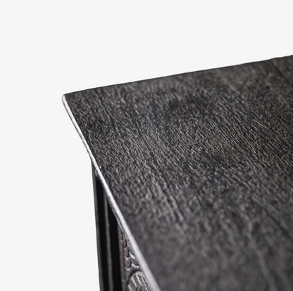 Theron Hand Carved Black Wooden Console - Arriving July