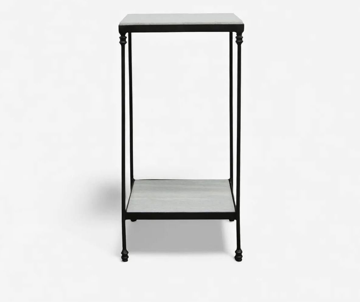 Thorpe Narrow Marble & Iron Side Table