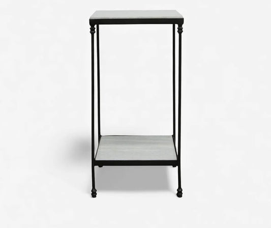 Thorpe Narrow Marble & Iron Side Table | In Stock & Ready To Ship