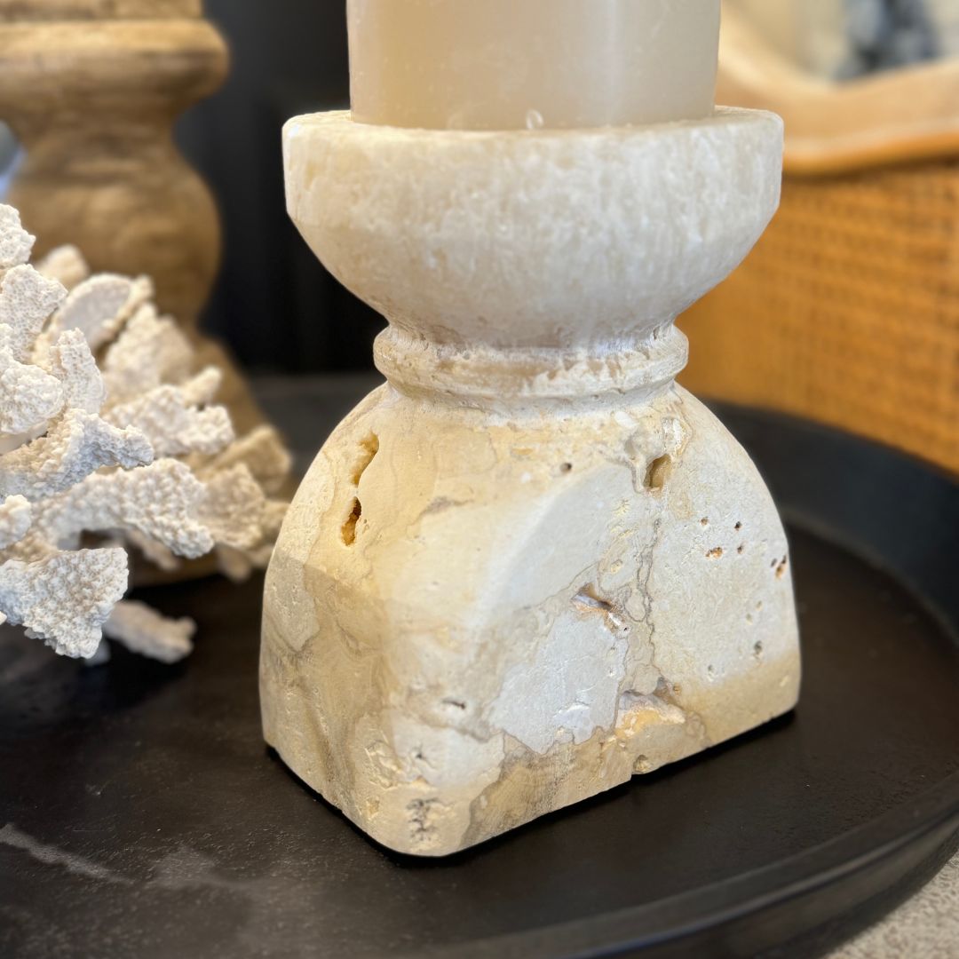 The Hand-carved Sorrento Onyx Candle Holder is a stylish piece, perfect as a candle holder to provide softly diffused light for a soothing ambiance. Styled.