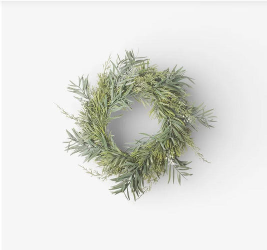 Mixed Silver Green Christmas Wreath 40cm