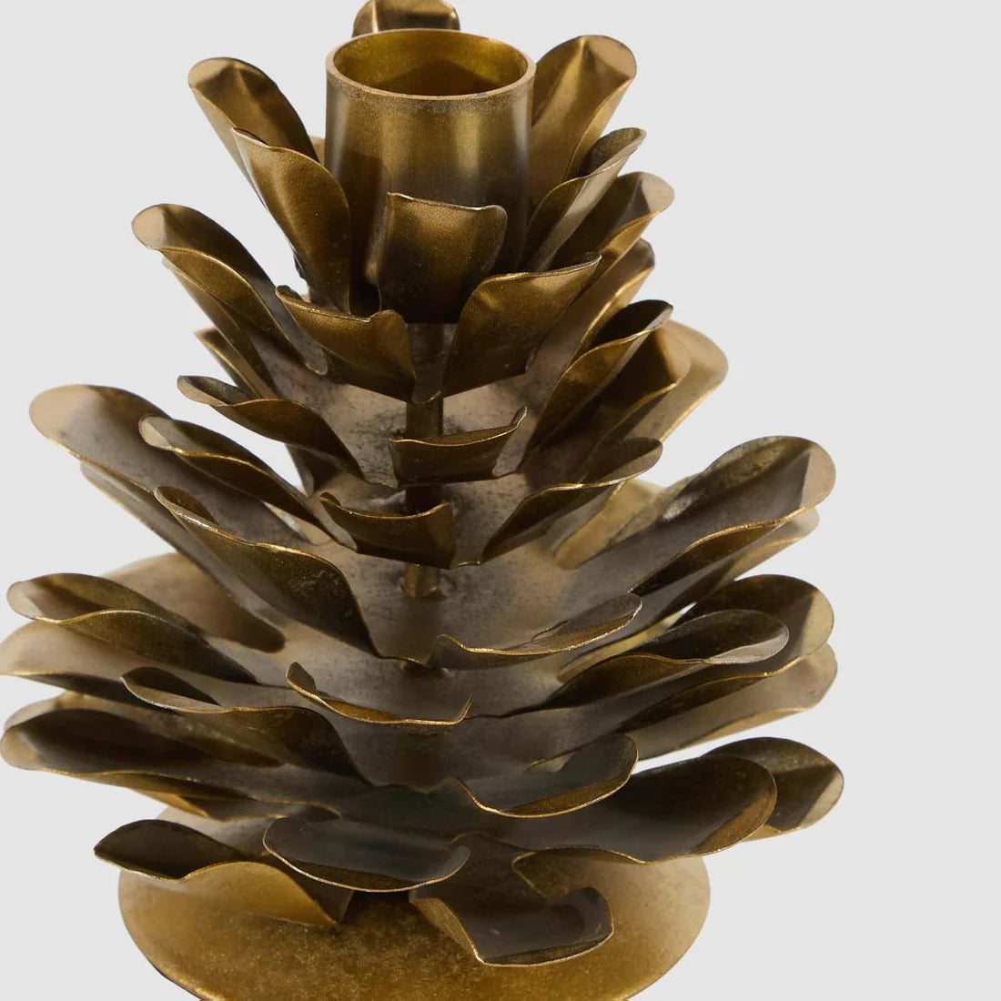 Arabella Antique Gold Iron Pinecone Candle Holder - Large