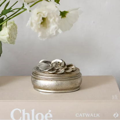 Gardenia Pewter Finish Trinket Box! 