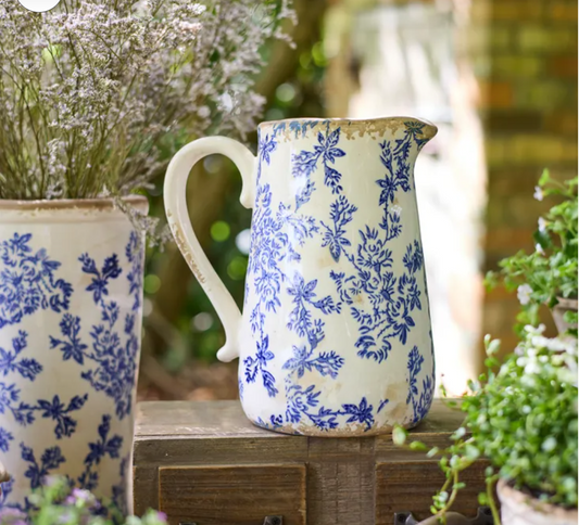 Blue Botanical Print Jug