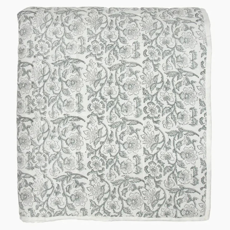 Athena Blockprint Coverlet  - Natural 