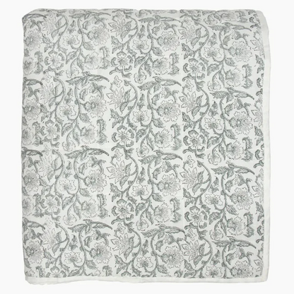 Athena Blockprint Coverlet  - Natural 