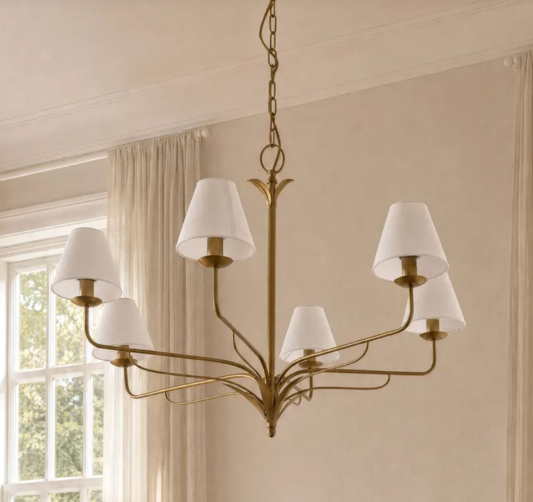 Aurora 6 Light Antique Brass Chandelier | Pre Order Now | Arriving November