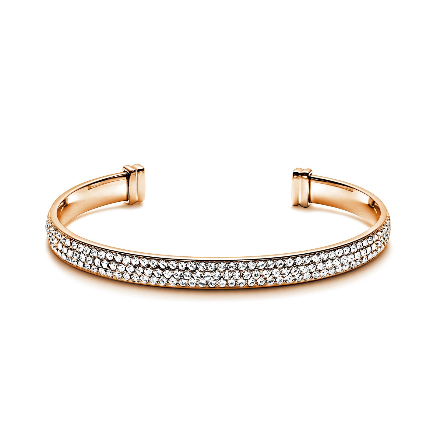 Crystal Open Bangle - Rose Gold Plated
