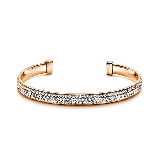 Crystal Open Bangle - Rose Gold Plated