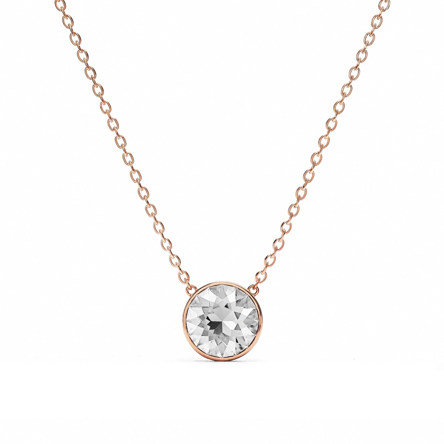 Clear Crystal Necklace – Rose Gold Plated