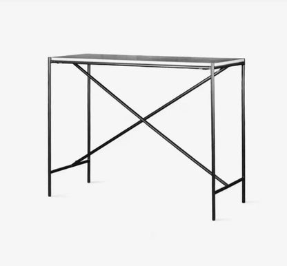 Whitmore Cross Bar Iron & Marble Console Table | In Stock & Ready To Ship