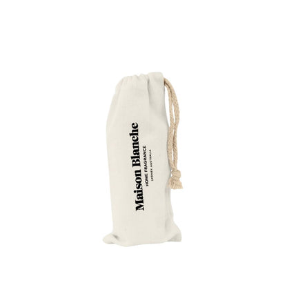 Cotton drawstring bag with 'Maison Blanche' branding on a white background