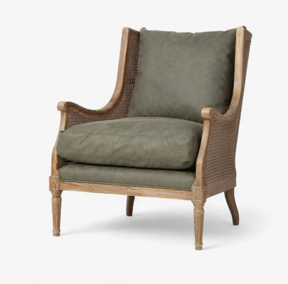 Chester Aged Green Wingback Rattan Occasional Chair