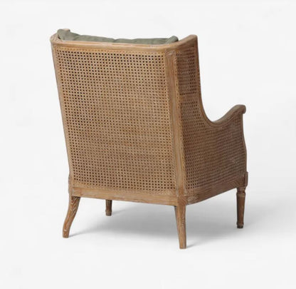 Chester Aged Green Wingback Rattan Occasional Chair