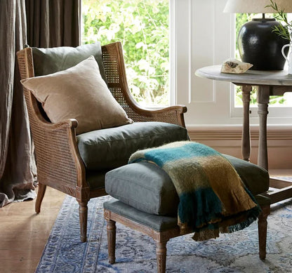 Chester Aged Green Ottoman/Footstool