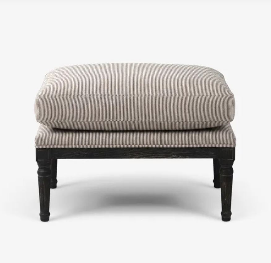 Chester Antique Black Ottoman/Footstool