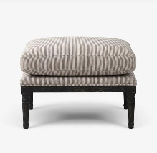 Chester Antique Black Ottoman/Footstool