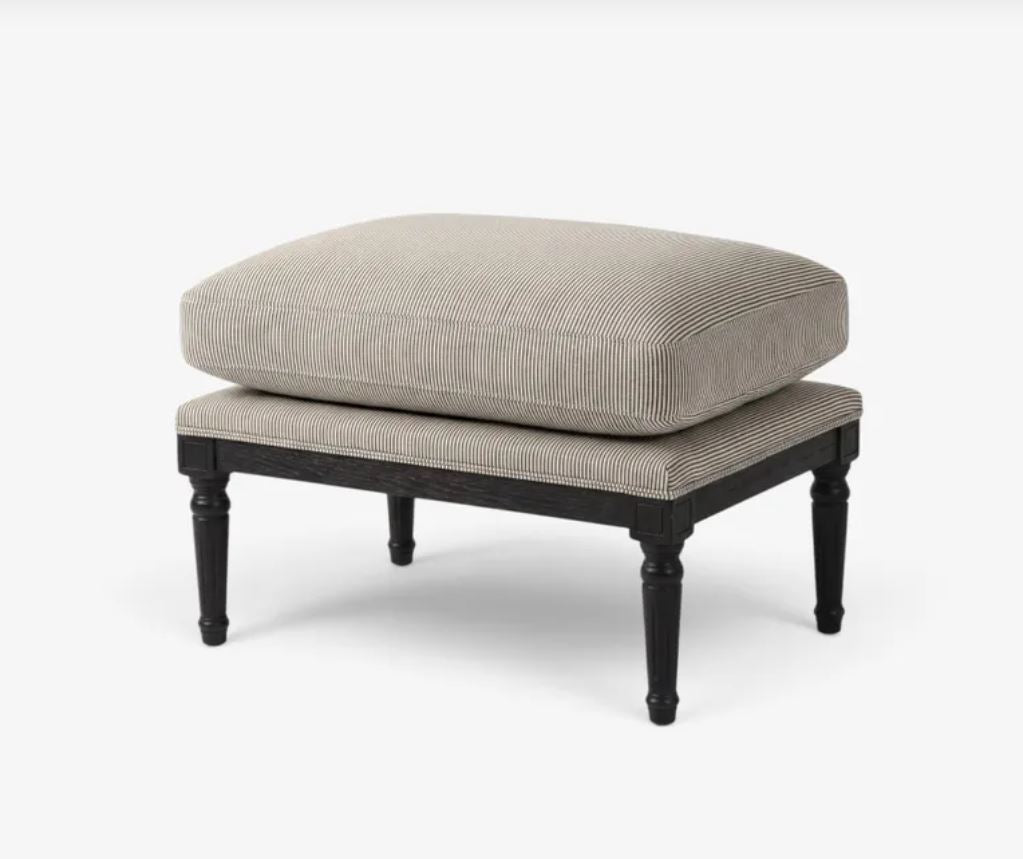 Chester Antique Black Ottoman/Footstool
