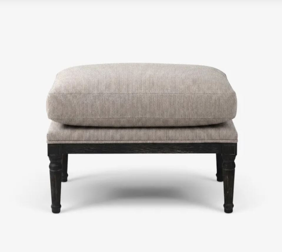 Chester Antique Black Ottoman/Footstool