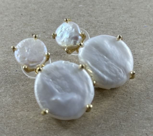 Coin Pearl Drop Earrings