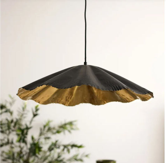 Fiorella Crimped Black & Gold Pendant | In Stock & Ready To Ship