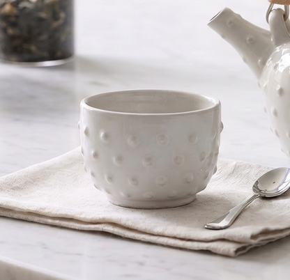 Hand Crafted Cream Glazed Dot Tea Cup