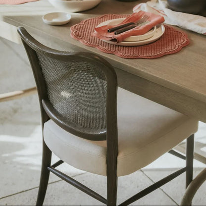 Emelia Ebony Rattan & Linen Dining Chair | In Stock & Ready To Ship