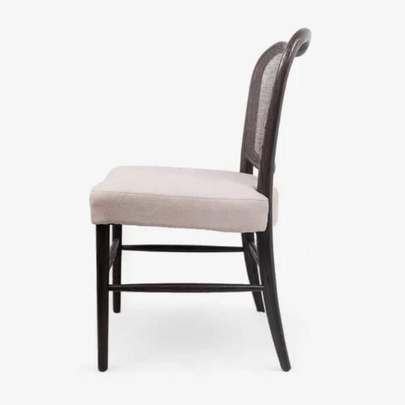 Emelia Ebony Rattan & Linen Dining Chair | In Stock & Ready To Ship