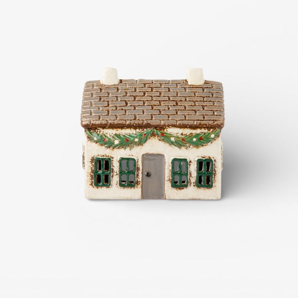 Christmas Tea Light Cottage with Swag lit