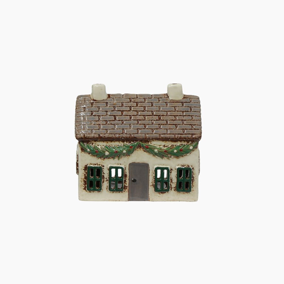 Christmas Tea Light Cottage with Swag detail