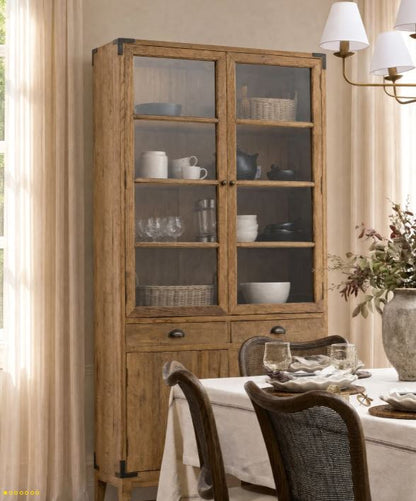 Baldwin Oak & Glass Bookcase Cabinet | Pre Order Now |  Arriving Mid October