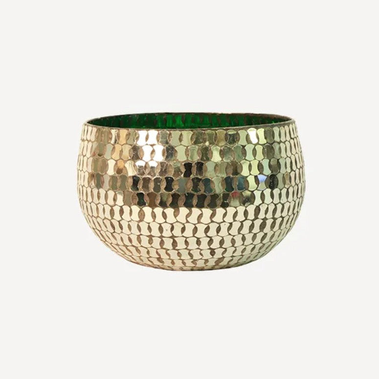 Gold textured pot on a white background