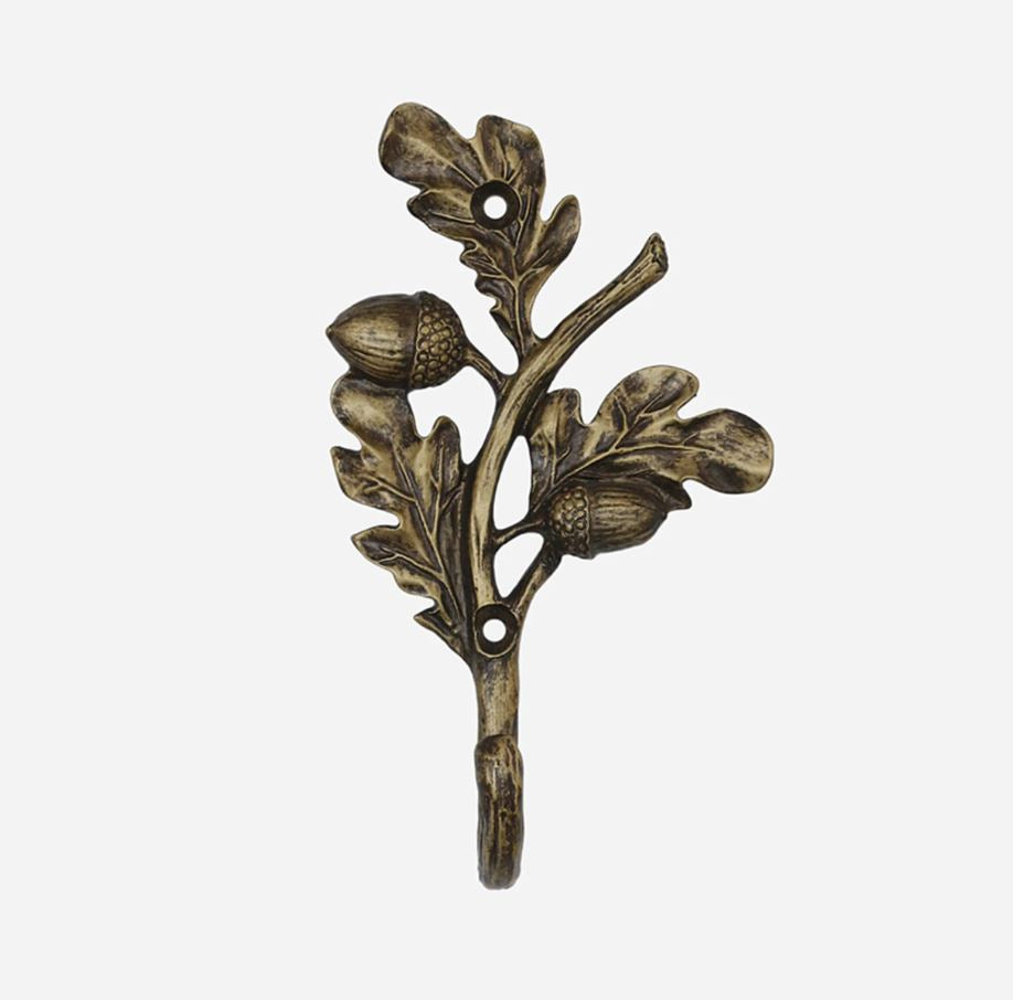 Acorn Hook in Antique Brass Finish