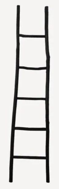 Coastal inspired ladder can be used in the bedroom or bathroom to hold scarves, throws or towels. Crafted from Chinese Oak.