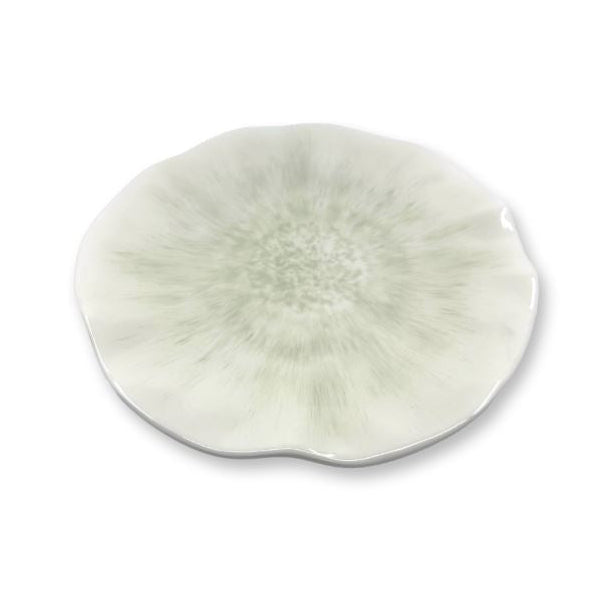 Round plate with a textured surface on a white background