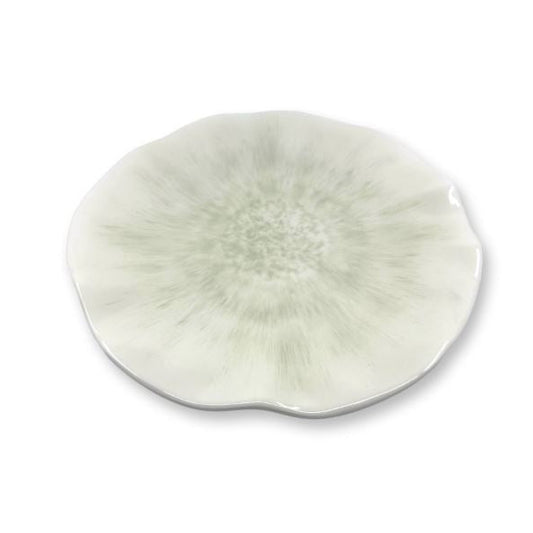 Round plate with a textured surface on a white background