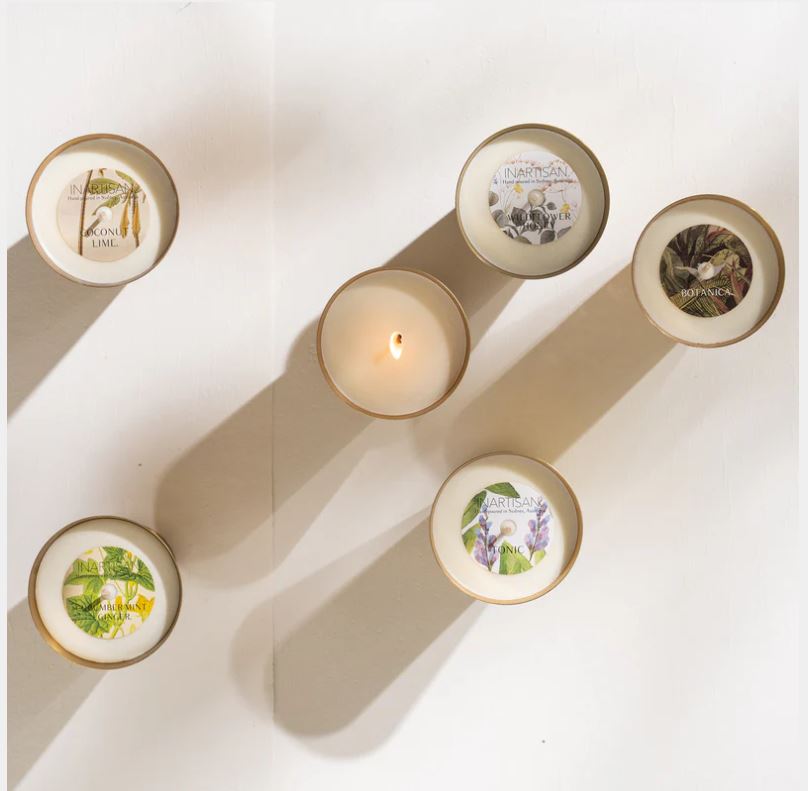 Hand Poured Soy Candle in Brass Lassi Cup - Cucumber, Mint & Ginger