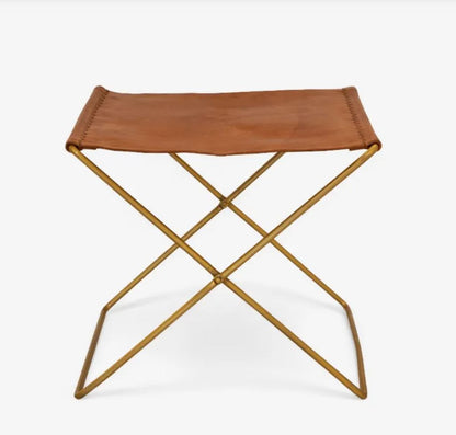 Warwick Brown Leather & Antique Brass Bar Stool | Pre Order Now | Arriving October