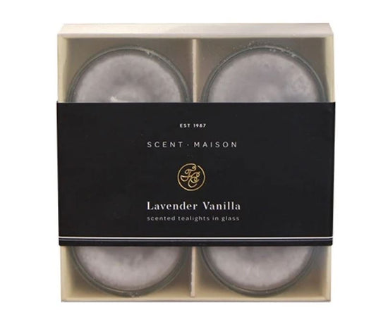Maison Lavender & VanillaScented Tealigts in Glass - Set of 4