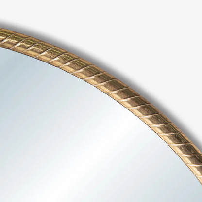Elevate your space with the Rope Design Mirror Featuring a distinctive gold rope frame, this mirror adds a touch of elegance and warmth to any room. Its timeless design effortlessly complements both classic and contemporary decor, creating a focal point that reflects your style. Perfect for entryways, living rooms, or bedrooms, this mirror enhances natural light while adding a luxurious accent to your home.