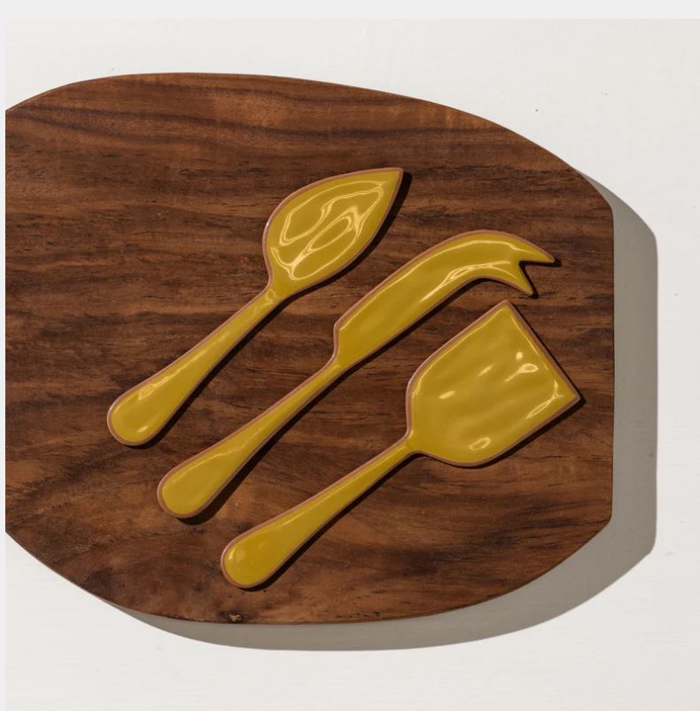 Alder Olive Enamel Cheese Set
