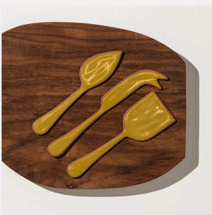 Alder Olive Enamel Cheese Set