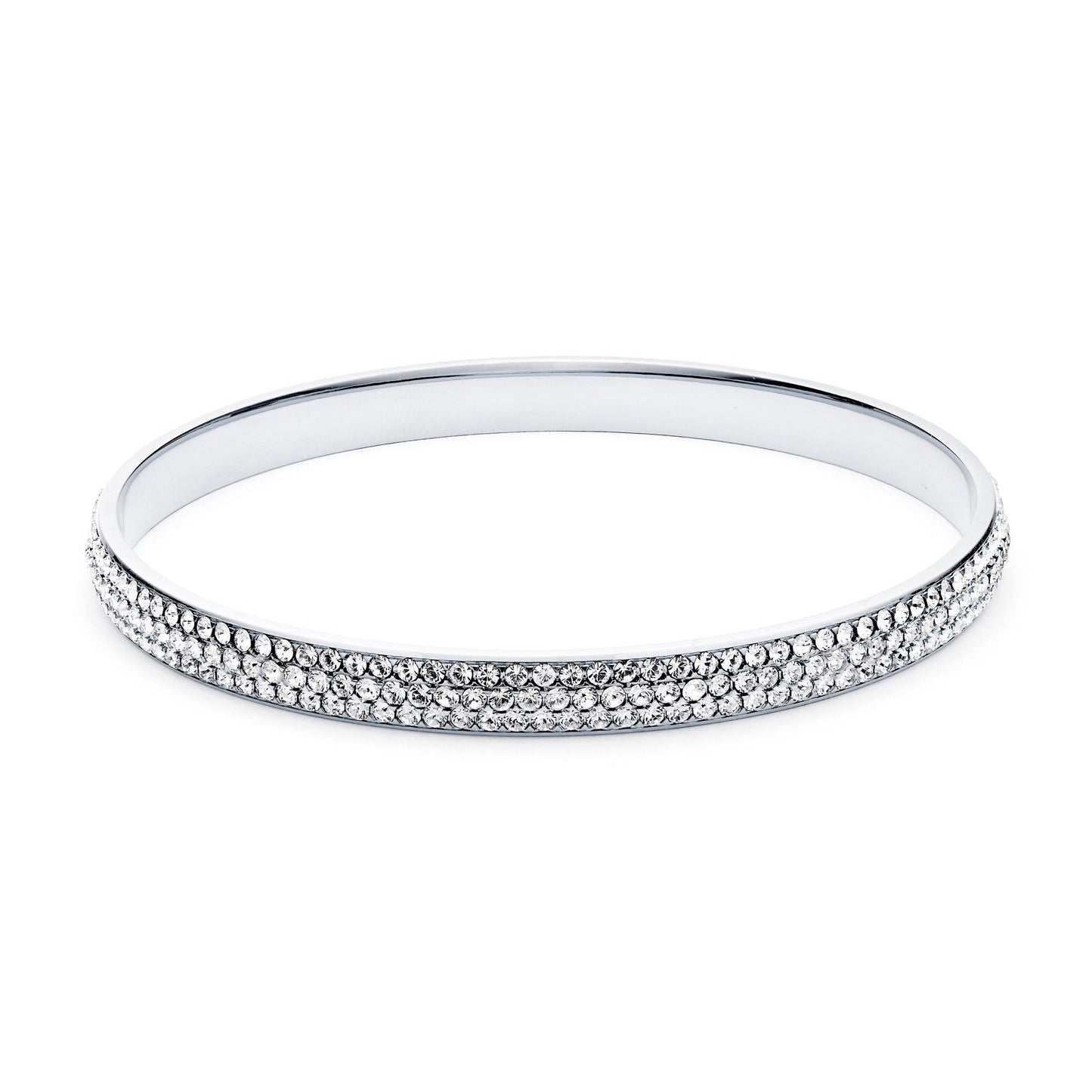 Pave Crystal Bangle - Rhodium Plated